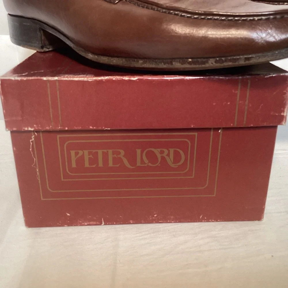 Peter Lord Vintage Mens Brown Leather Loafers Made in Italy Men's size 8 1/2